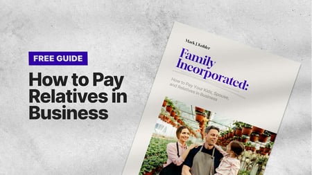  Free guide cover titled Family Incorporated: How to Pay Your Kids, Spouse, and Relatives in Business