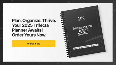  Spiral-bound Trifecta Planner 2025 with text: Plan. Organize. Thrive. Order Yours Now.