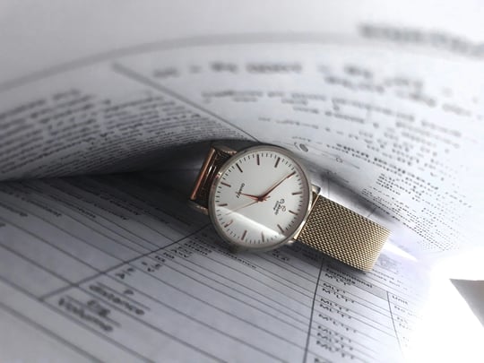 Watch enveloped in business tax paperwork