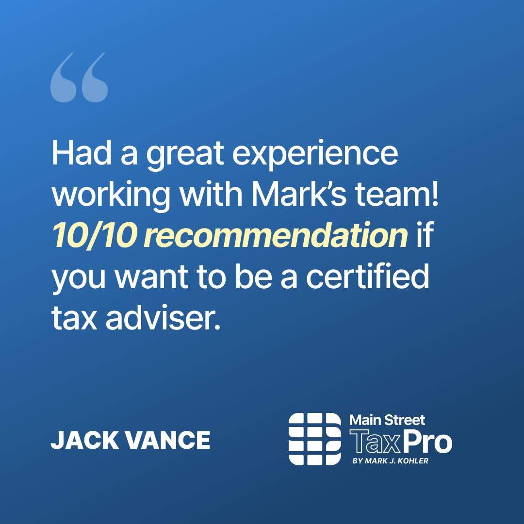 Had a great experience working with Mark's team! 10 recommendation if you want to be a certified tax advisor.