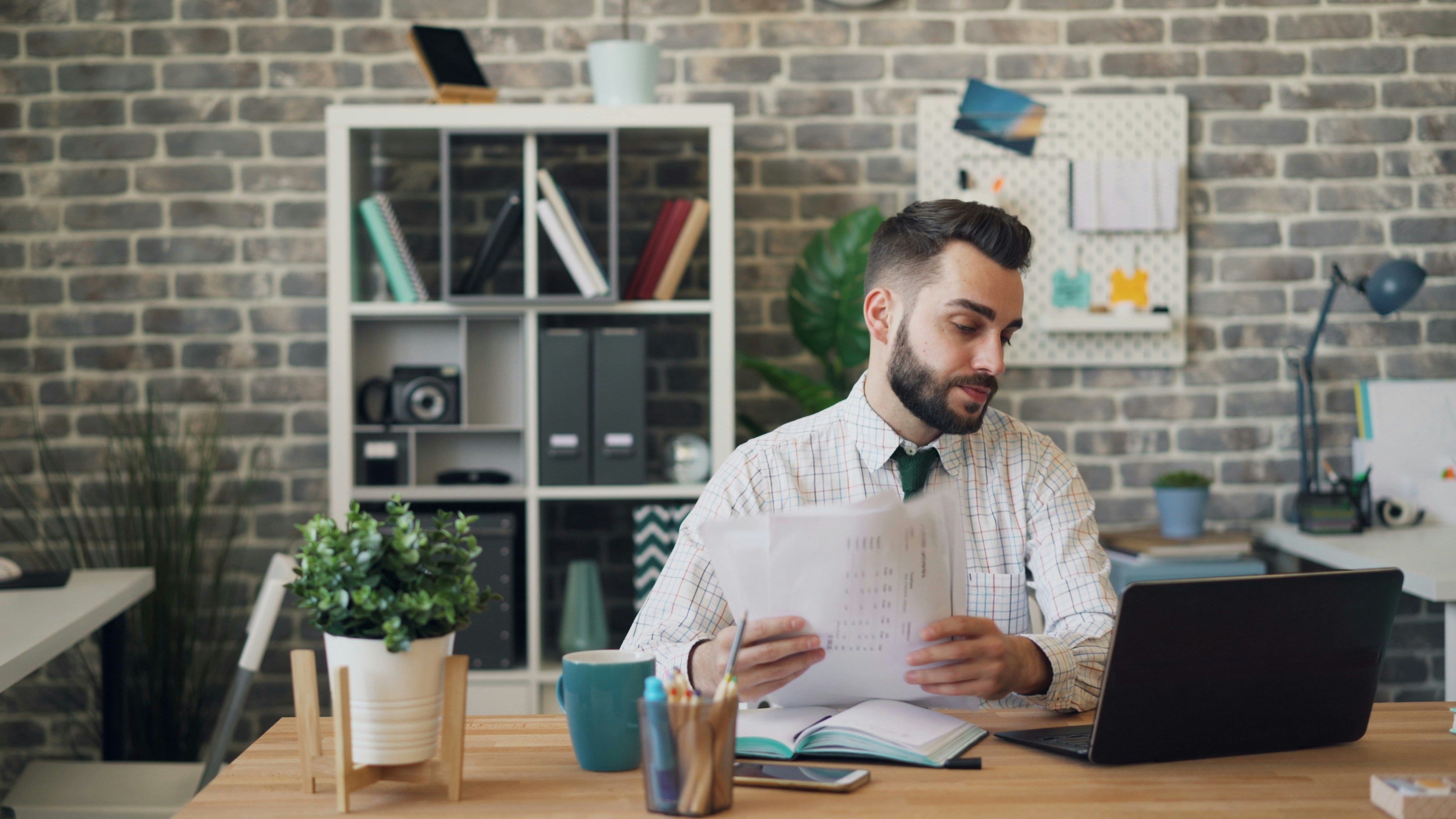 Small business owner preparing.
